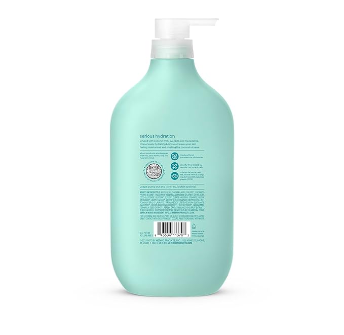 method Body Wash, Coco Twist - Leaves Skin Feeling Soft & Moisturized, Made Without Parabens, Notes of Coconut Milk, Avocado & Macadamia, 28 Fl Oz