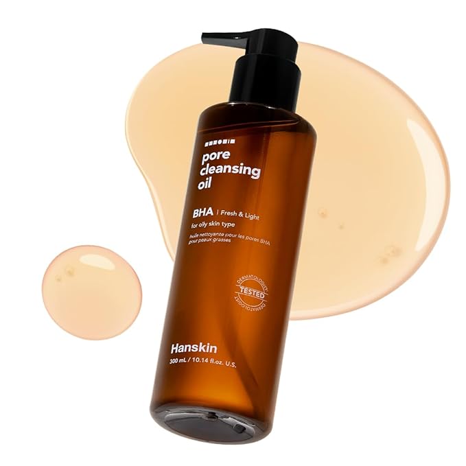 Hanskin BHA Pore Cleansing Oil - Korean Deep Pore Cleansing Makeup & Sebum Remover XL for Oily & Combination Skin, Lightweight Double Cleansing Oil, 10.14 oz