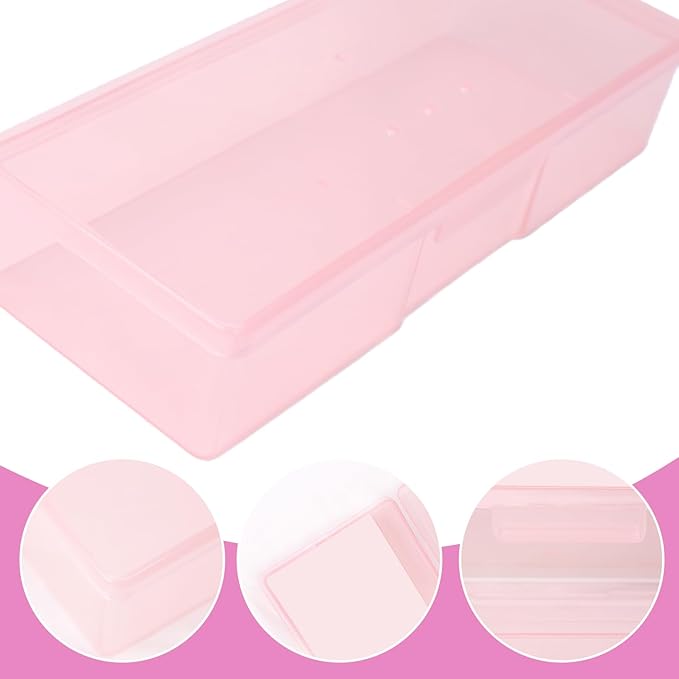 Suseniii Plastic Nail Storage Manicure Tool Box, 4PCS Storage Personal Box Nail Implement Storage Box Organizer Case Box for Nail Art Pedicure Supply (Pink-4pcs, Large)