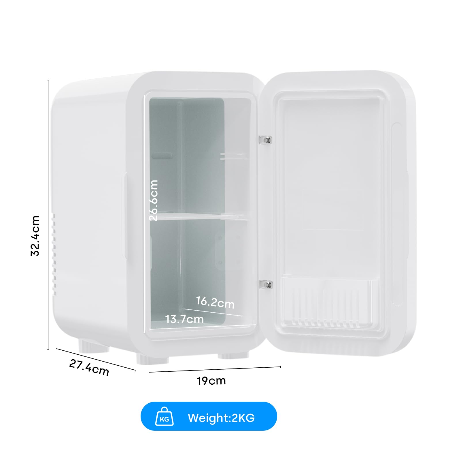 Enventor Mini Refrigerator, 6L/ 8 Can Compact Skincare Fridge AC+DC Power Cooler & Warmer Small Refrigerator for Bedroom, Skincare, Makeup, Cosmetics, Car, Office (White)