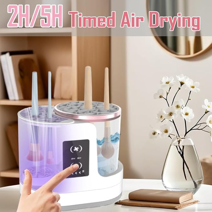 AOOFCMLLC Makeup Brush Cleaner 3 in 1 Electric Makeup Brush Cleaner and Dryer, Automatic Brush Cleaner Machine with Multi-Hour Drying Settings, Portable Design for All Makeup Brush Types