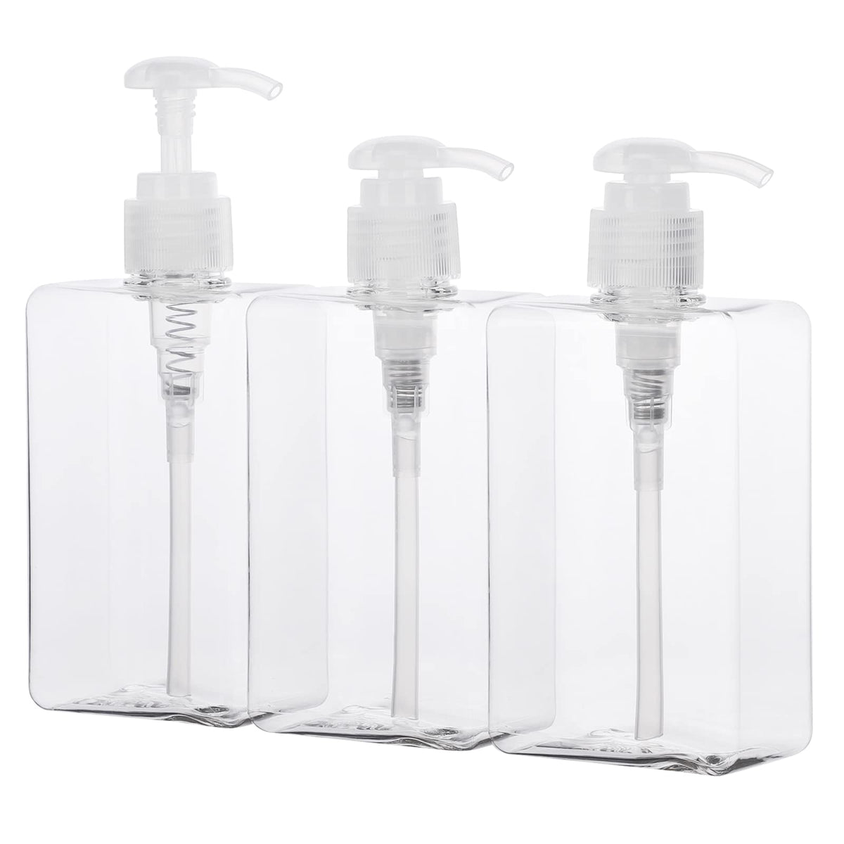 Suream 9.5oz Refillable Pump Press Bottles, Plastic Shampoo and Conditioner Dispenser, 280ml Reuable Cosmetic Empty Bottle, Bathroom Countertop Shower Dispensers for Body Wash, Hand Sanitizer, 3Pack