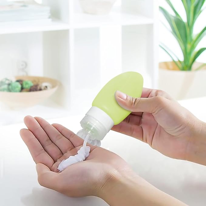 Dot&Dot Leak Proof Travel Bottles - Tubes for Liquid TSA Approved 1oz Silicone Toiletries Travel Shampoo & Conditioner Containers with Labels