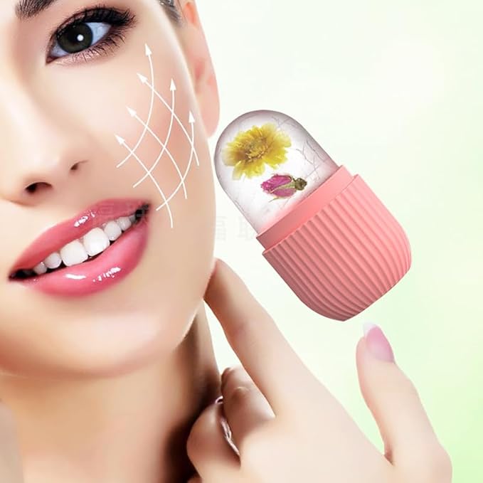 LO MERECES Ice Roller for Face, Ice Cube Facial Roller Massager, Reusable Silicone Face/Neck Ice Mold for Skin Care, Reduce Migraine Pain, De-Puff Eye Bags
