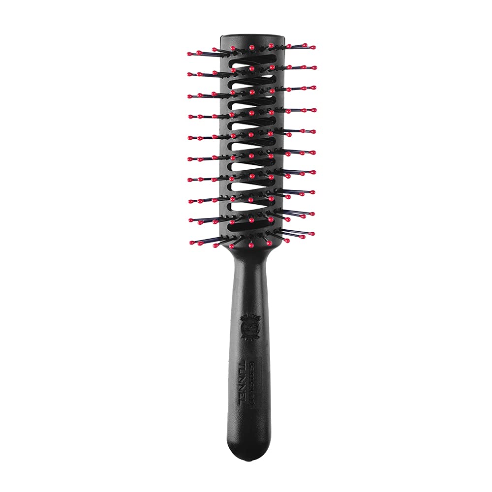 Cricket Static Free Tunnel 9-Row Vented Hair Brush for Blow Drying and Styling - Ideal for Long, Short, Thick, Thin, Curly, Straight, Wavy, and All Hair Types