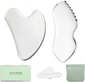 annrose ANNROS 2Pcs Stainless Steel Gua Sha Facial Tools, GuaSha Set for Face Neck, Natural Skin Care，Perfect GuaSha Set for Skincare and Rituals and Travel-Friendly, Gift for Women
