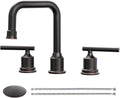 WOWOW Oil Rubbed Bronze Bathroom Faucet Widespread Bathroom Sink Faucet 3 Holes Vanity Faucet 2 Handle Basin Tap with Drain and Suplly Lines Retro