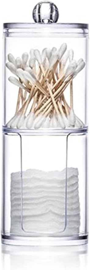 Kamay's Transparent Cotton Ball Pad Swabs Make Up Pads Dispenser Holder Organizer Container with lid Multifunction Acrylic Cosmetic Makeup Organizer (A)