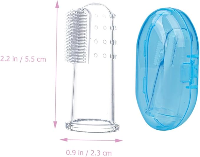 Mikinona 9Pcs Silicone Finger Toothbrush with Storage Box Dual Sided Oral Cleaning Brush for Years Teeth Cleaner Gum Massager Transparent Blue Pink Colors