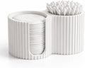 Cotton Pad and Swab Holder, 2-in-1 Bathroom Organizer for Cotton Rounds and Q-Tips, Modern Countertop Storage Container, White