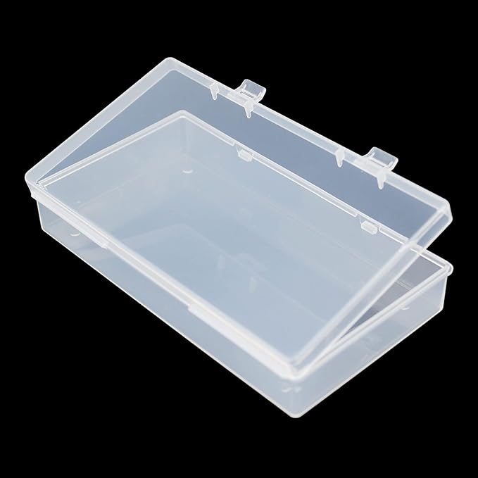 4 Pack Rectangular Clear Plastic Storage Containers Box with Hinged Lid for Beads and Other Small Craft Items (6.1 x 3.3 x 1.18 inch)