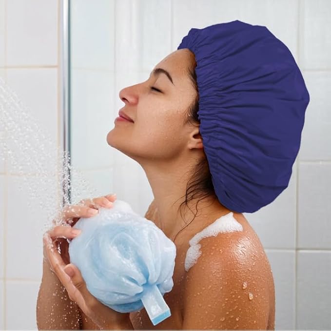 Edoneery Reusable Shower Caps for Women, Waterproof Long Hair Bonnet
