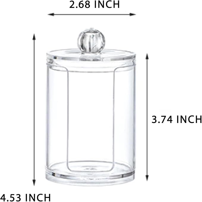 AkoSlale 10oz Cotton Round Holder with Lid - Clear Plastic Cotton Pad Dispenser for Bathroom Vanity, Shatterproof Countertop Organizer Apothecary Jar for Makeup Remover Pads & Skincare Routine