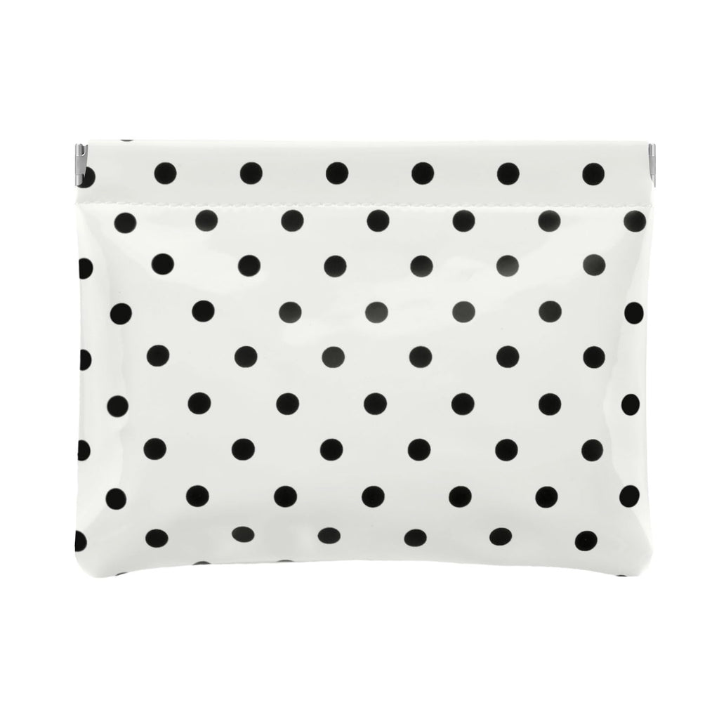 Ksriylm Dots Leather Makeup Pouch Set for Women Small Make Up Bag for Purse Waterproof Initial Makeup Cosmetic Bags Pouches for Purse Aesthetic Travel Toiletry Bag,White Black