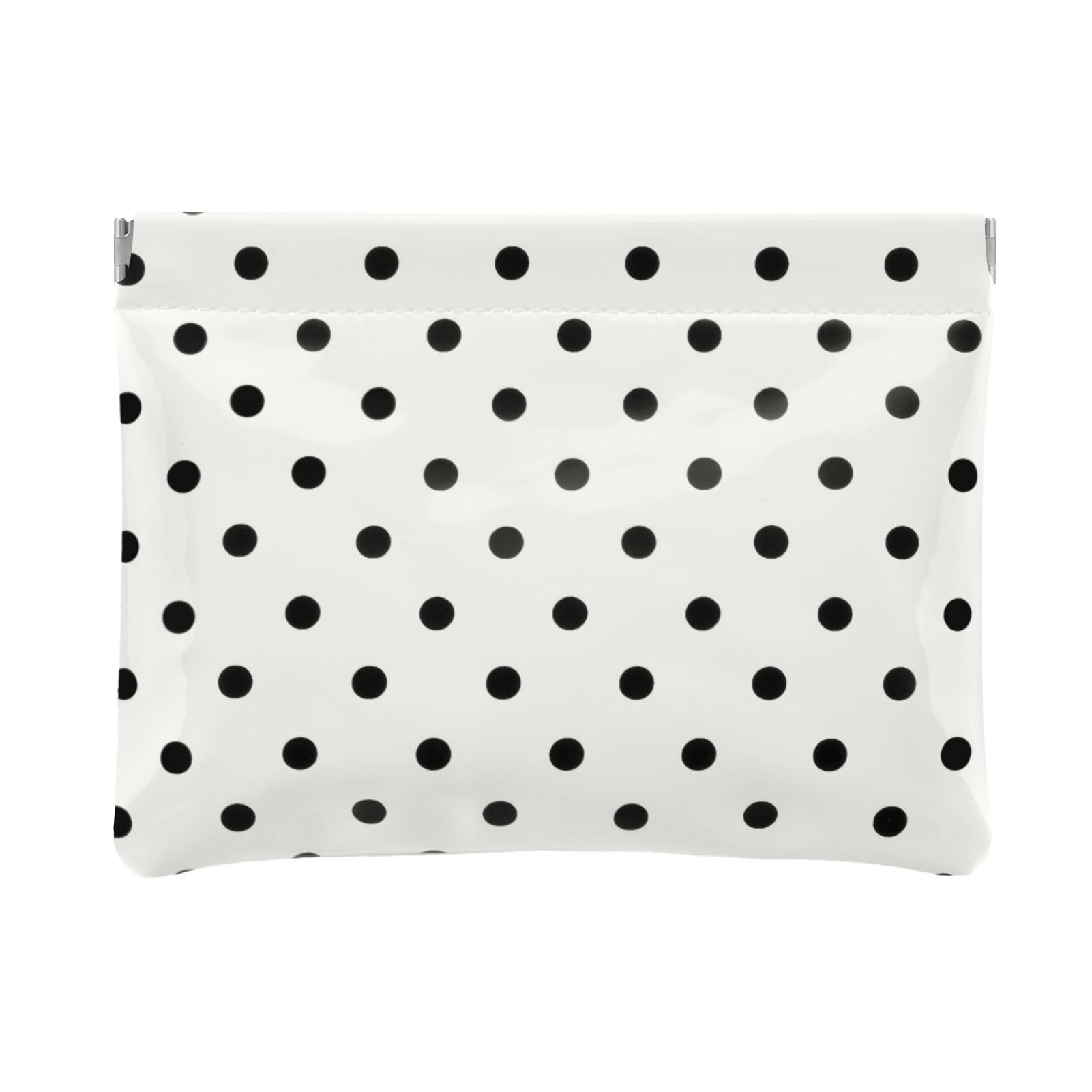 Ksriylm Dots Leather Makeup Pouch Set for Women Small Make Up Bag for Purse Waterproof Initial Makeup Cosmetic Bags Pouches for Purse Aesthetic Travel Toiletry Bag,White Black