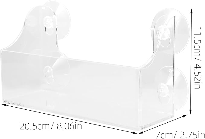 STOBAZA Suction Cup Shelf for Fridge, Clear Acrylic Fridge Door Organizer for Drinks, Spices, Small Bottles, Kitchen Storage, Bathroom, Window and Smooth Surface Use
