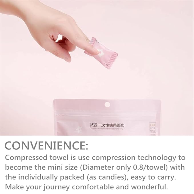 VanFn Disposable Towel, Compressed Towel, Mini Disposable Compressed Washcloth, Cotton Portable Disposable Compressed Towels Perfect For Travel, Home & Outdoor Activities, Nacai Series (50PCS)