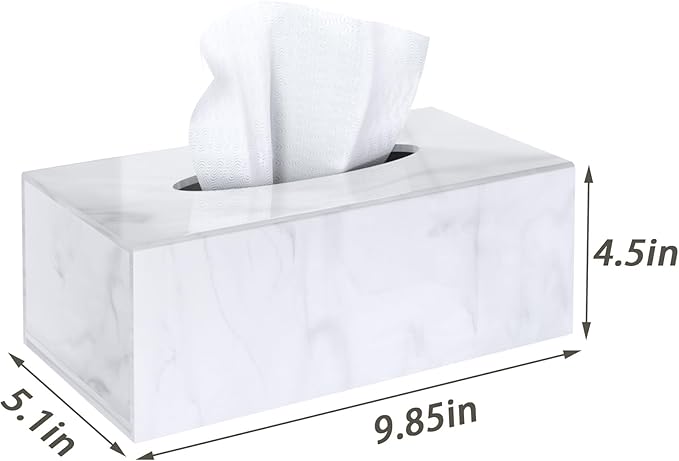 SILUT Stylish Tissue Box Cover Rectangle, Marble Texture Tissue Box Holder, Decorative Tissue Holder for Bathroom, Kitchen, Vanity, Modern Tissues Organizer for Home, Hotel