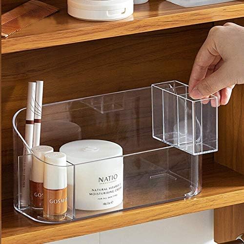 Makeup Tray Holder Organizer Cosmetic Display Case Tabletop Desktop Vanity Countertop Bathroom Wall Cabinet Medicine Storage Box 9 Dividers 2 Removable Women Ladies Girls Gifts Crystal Clear 1 PACK