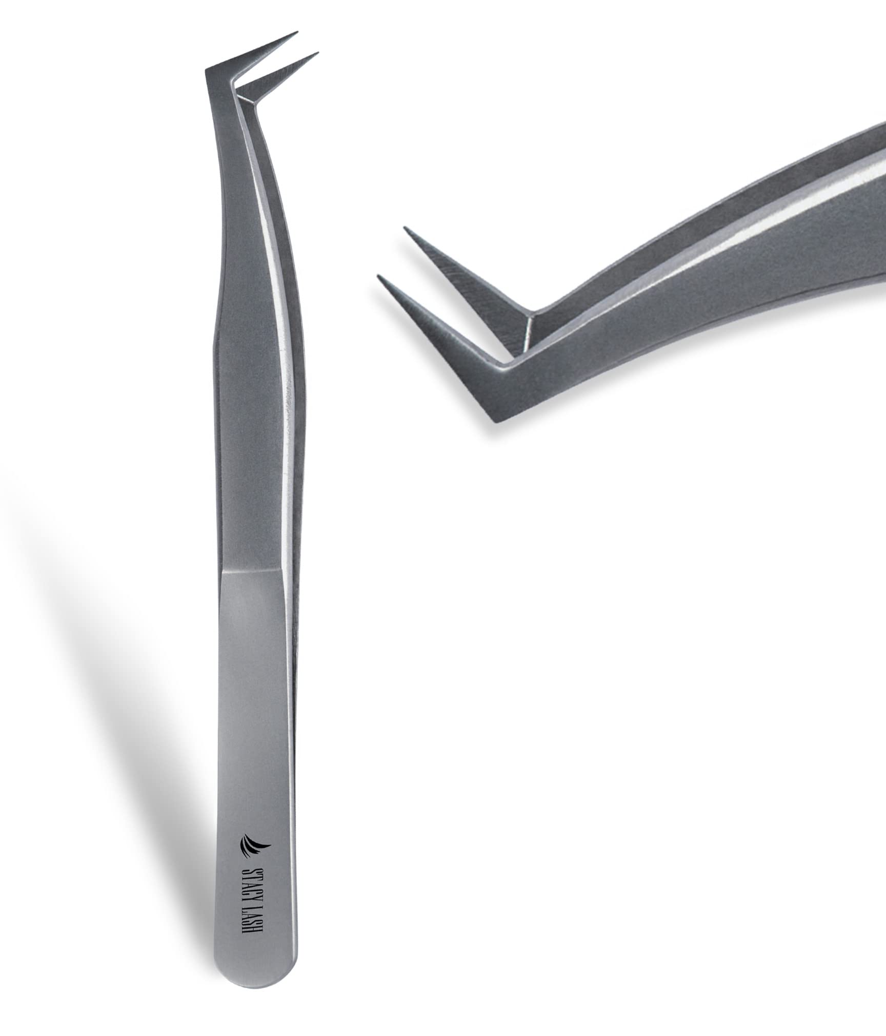 Stacy Lash STL-5 Eyelash Extension Tweezers/Supplies for Volume Extensions & Premade Fans/Precision Tool for False Lashes Application/Beauty Accessories/Curved Tweezer Tip/Eyelashes Tools