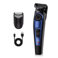 Electric Beard Trimmer for Men Professional Adjustable Length and Hair Clipper, Men's Beard Mustache Trimming and Body Hair Trimmer, Cordless Digital Display and Rechargeable USB Type-c Charger (Blue)