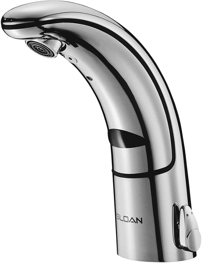 Sloan Optima EAF-150-ISM Sensor Activated Touch-Free Faucet, Commercial Grade with Mounting Hardware - 0.5 GPM Battery-Powered Deck-Mounted Mid Body, Polished Chrome Finish, 3335177