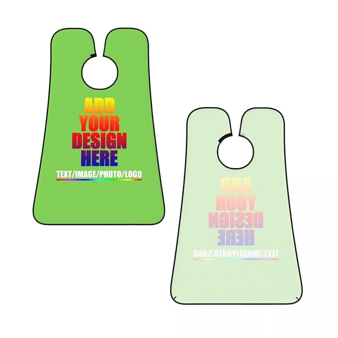 Custom Beard Apron for Men Personalized Gift with Name Image Picture Text Beard Shave Cape Customized Beard Trimming Catcher Bib for Bathroom Neon Green