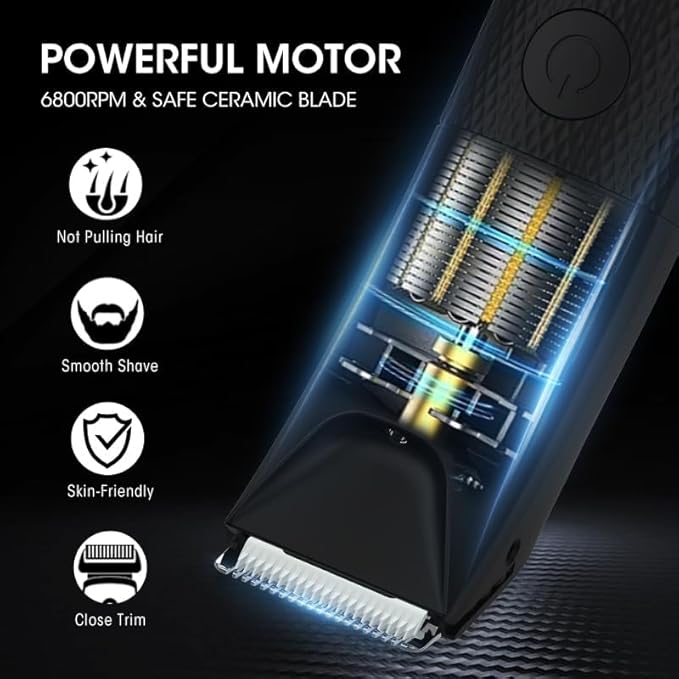 Qreeyx Manscape Trimmer for Men - Electric Body Hair Trimmer with Light, IPX7 Waterproof Electric Razor for Balls/Pubic/Groin/Legs/Chest Hair Removal, Lightweight with LED Display, Gifts for Him Dad