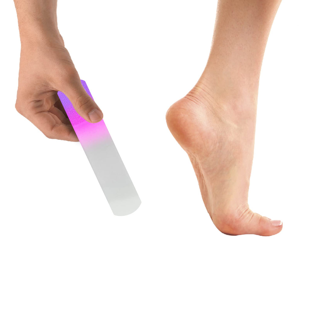 SIUSIO 2Pcs Crystal Glass Foot File Pedicure Rasp Calluses Corn Coarse Hard Skin Remover Professional Pedicure Tools Gradient Rainbow Color Smooth Foots Care Tool for Soft Feet Premium Foot Scrubber