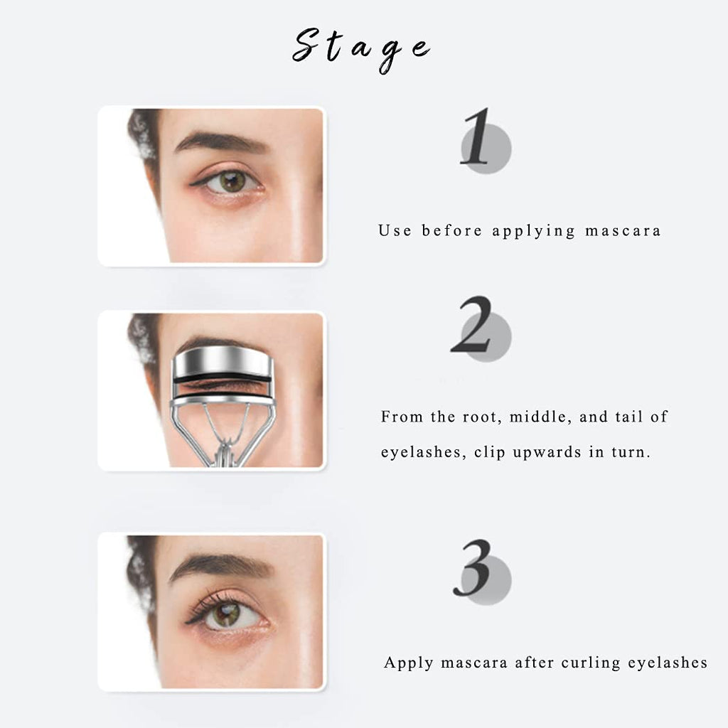 Uranian Eyelash Curlers with Built-in Comb Beauty Eyelashes Curlers Eyelash Cliper with 2 Replacement Silicone Refill Pads Premium Lash Curler Makeup Tool for Women and Girls (2 Black-Black Comb)
