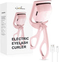 NATUHANA Heated Eyelash Curler with USB,Fast Heat up & 24H Long-Lasting,Rechargeable Electric Lash Curlers,Temperature Control,Safe Anti-Burn Quick Natural Curling Eye Lashes,Pink