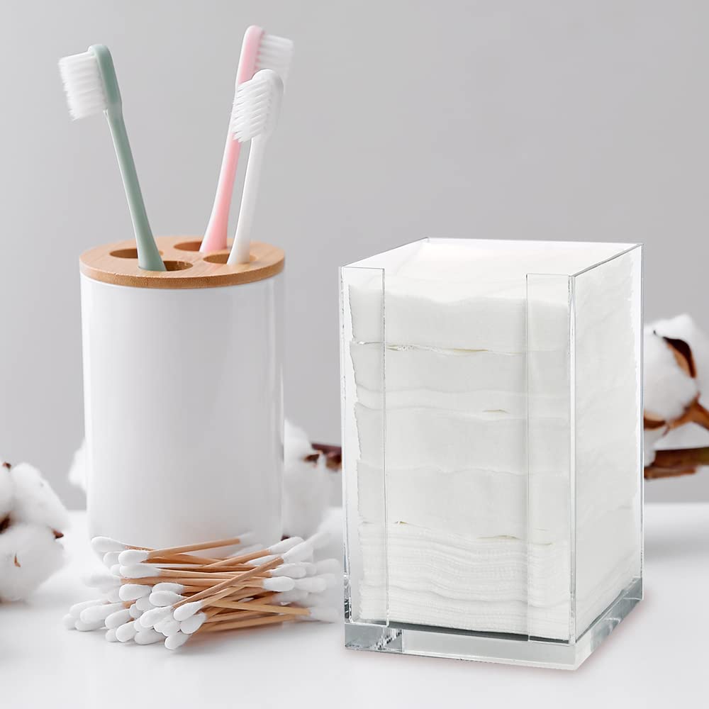 ForPro Square Pad Dispenser - Clear, Acrylic, Open Sides and Top Dispenser - Fits 4” x 4” Cotton Pads - 7” H x 4.25” W x 4.25” L