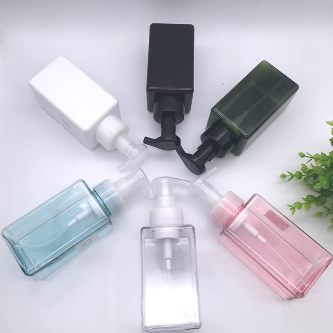 Foaming Soap Dispenser, 450ml(16oz) Refillable Modern Square Pump Bottle for Shampoo, Body Wash, Liquid Soap, PETG Plastic Empty Soap Dispenser for Kitchen, Bathroom, Hospital. 2 Pcs (Brown)