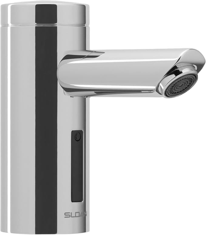 Sloan Optima EAF-250 Sensor Activated Touch-Free Faucet, Commercial Grade w/Mounting Hardware - 0.35 GPM Battery-Powered Deck-Mounted Mid Body, Polished Chrome Finish, 3335155