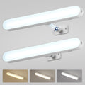Combuh 2 Pack Battery Operated Bathroom Mirror Lights Bar for Vanity Stick on, Rechargeable 14 Days Extended Battery Life Bright Make up Lighting Cordless 360° Adjustable Luces para Espejo for Desk