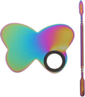KALLORY Butterfly Nail Art Palette with Stainless Steel Makeup Spatulas for Cosmetic and Nail Color Mixing at Home or Salon