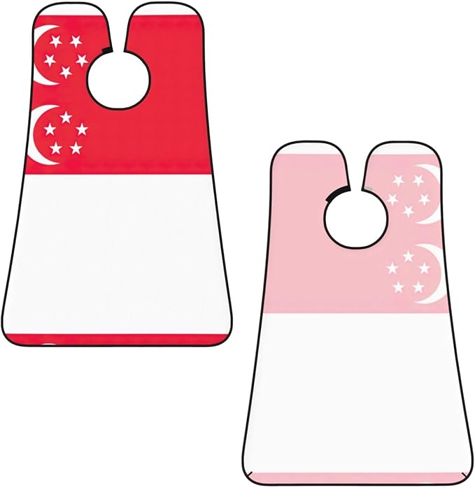 NOUZU Singapore Flag Print Beard Bib Apron For Men, Beard Hair Catcher For Men Shaving Trimming,Beard Cape Cloth