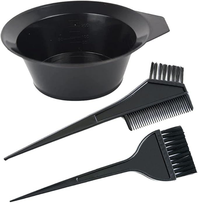 YANTAISIYU 3 Pcs Salon Hair Dyeing Kit Tools Hair Color Mixing Bowl Tinting Brush and Angled Comb for Hair Coloring