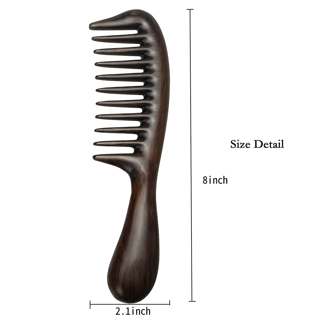 Louise Maelys 2 Pack Wooden Wide Tooth Combs For Curly Hair