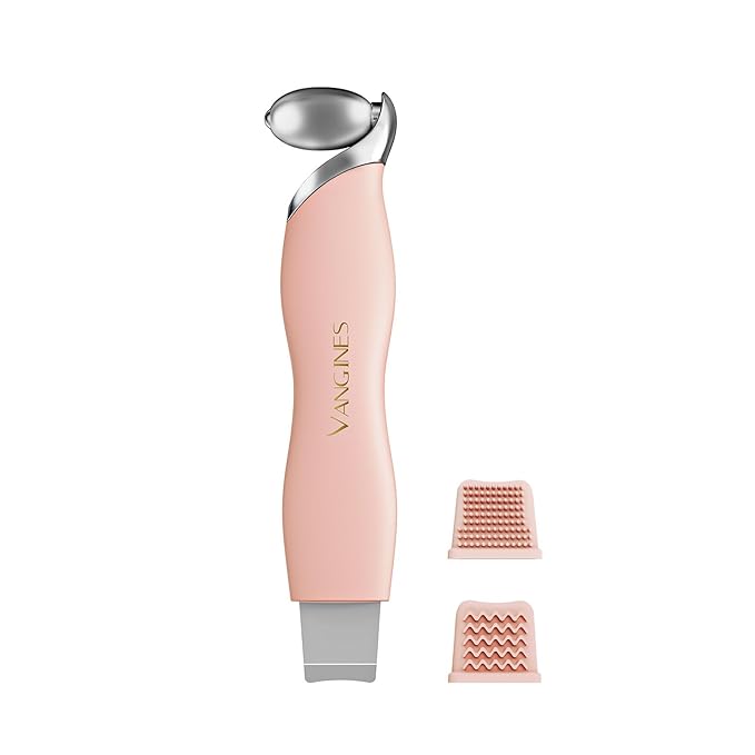 Vangines Ice Roller for Face & Eyes, Cooling Facial Roller with Blackhead Remover & 2 Silicone Brushes, Stainless Steel Face Roller for Puffiness, Pores & Deep Cleansing (Pink)