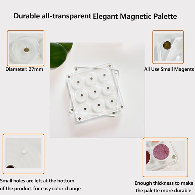 UDTIP New Empty Acrylic DIY Your Own Magnetic Eyeshadow Palette All Transparent Elegant Eye Shadow Makeup Palette Make-up mixing palettes sold empty 26mm*9 holes