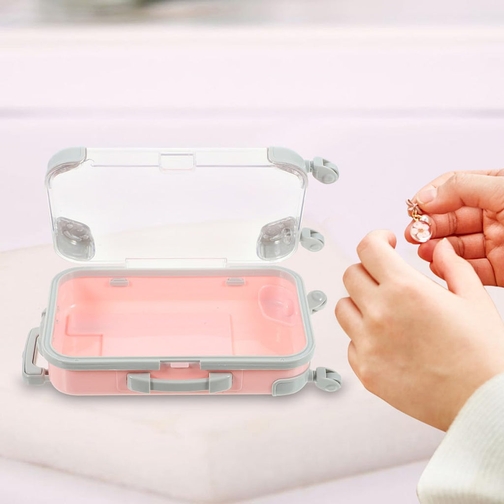 minkissy 2pcs ABS Mini Suitcase Makeup Tool Box for Travel Organizing