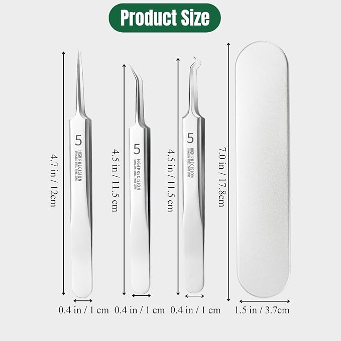 Usiveinborn Blackhead Remover Upgraded, Usiveinborn Blackhead Tweezers, Professional Upgraded Facial Blackhead Remover Tweezers, Blackhead Remover Tools Sets (A4-Red-3pcs)
