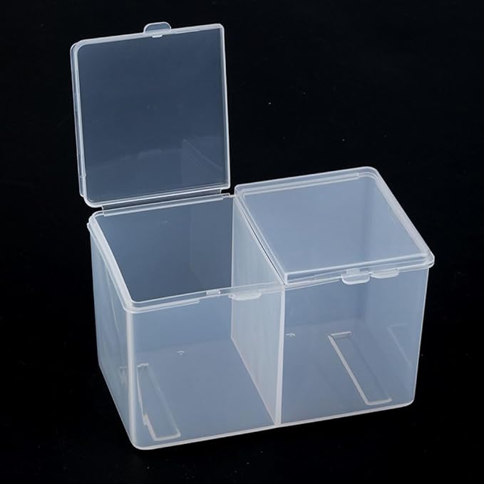 1 Piece Nail Storage Box Plastic Cosmetic Cotton Pad Holder Box 2 Grids Nail Polish Remover Pad Storage Container Box Makeup Cotton Storage Box Cotton Swab Holder Container, Transparent