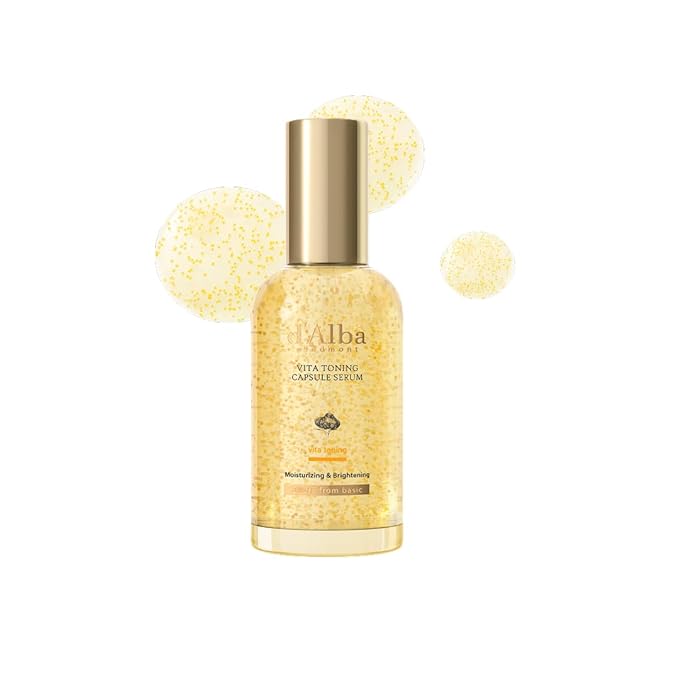 d'alba Piedmont Vita Toning Capsule Serum, Daily Vita Boost for Luminous Skin, Double Vitamin Formula, Big Size (3.38fl. oz.)
