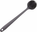 Long Handle Silicone Body Scrubber for Shower, Dual-Sided Back Scrubber Brush with Soft Bristles&Massage Nodes, Exfoliating Bath Brush for Hard to Reach Areas, Easy to Clean & Quick Dry, for Daily Use