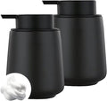 12Oz Hand Soap Dispenser Set - 2 Pack Ceramic Foam Soap Dispenser Set with Easy-to-Press Black Pump, Refillable Mordern Foaming Dish Soap Dispensers for Bathroom & Kitchen (Black, Foam Pump)