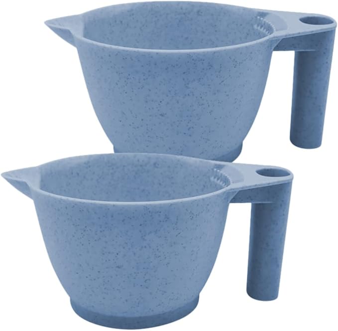 minkissy Hair Dye Mixing Bowl 2 Pack Portable Tint Bowl for Salon Ergonomic Handle Color Mixing Bowls for Hair Coloring Highlights Diy Home Dyeing 6.69 X 3.54 X 3.14 in