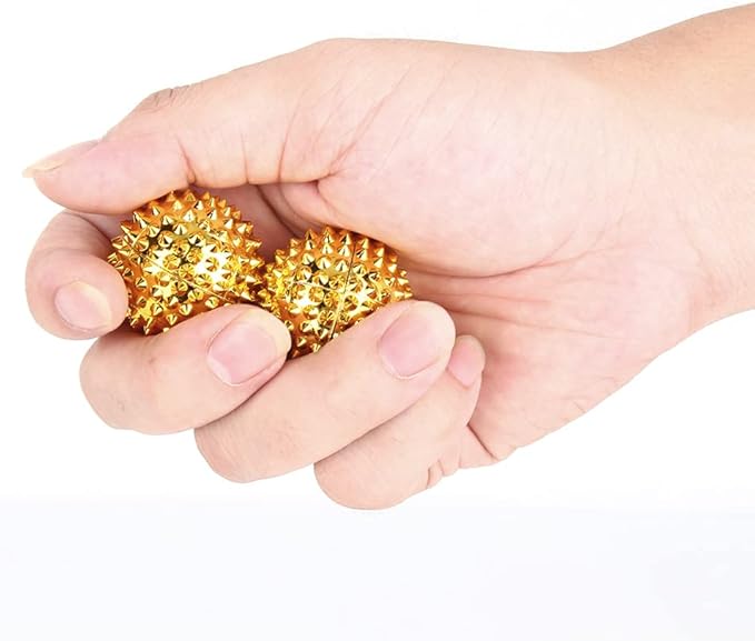 Hand Palm Acupuncture Ball Set, 1 Pair Magnetic Massage Exercise Balls Spiky Acupressure Tool, Hedgehog Hand Massager for Muscle Relaxation and Stress Relief