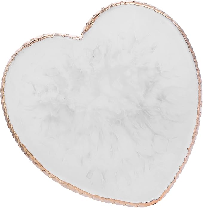 WLLHYF Resin Nail Art Palette Gold Edge Nail Holder Heart Shaped Color Makeup Foundation Mixing Tools Display Board Gel Nail Art Color Mixing Palette Painting Tray Manicure Tool